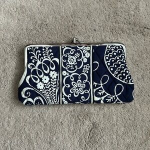 Vera Bradley navy and white clutch